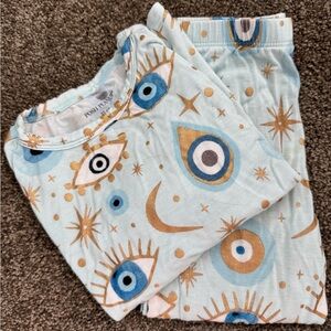 Fiona Posh Peanut Celestial Eye Pajama Set in Blue and Gold 3T/4T